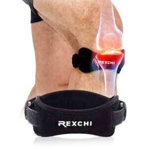 Rexchi Black Patella Tendon Knee Strap 2 - Pack, Knee Pain Relief Support Brace